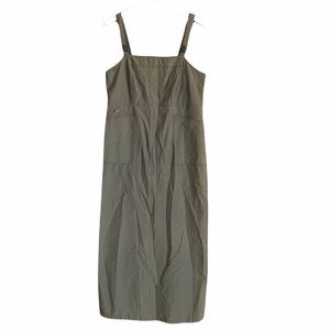 Vintage Faded Glory Olive Utility Overall Dress